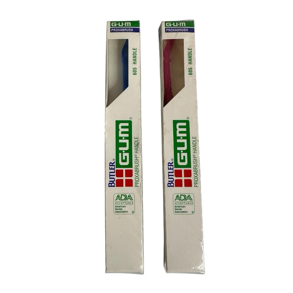 Butler GUM Proxabrush Plastic Handle 605 NIP Sealed Vintage Made in USA Lot of 2